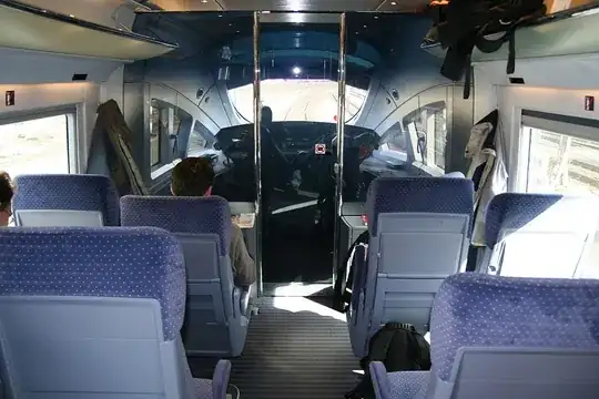 View from behind the driver in an ICE T from Germany