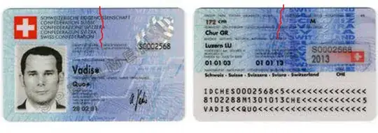 sample card with overlaid crack