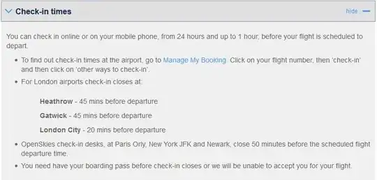Check in times