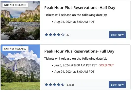 Reservations not accepted yet