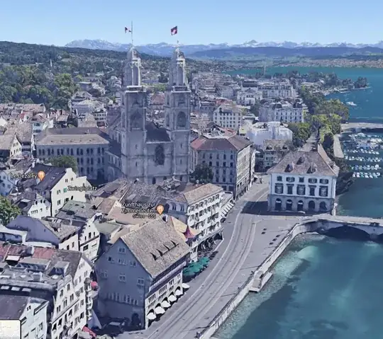 Grossmünster church in Zurich on google maps