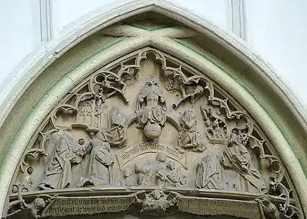 16th-century iconoclasm in the Protestant Reformation. Relief statues in St.&nbsp;Stevenskerk in Nijmegen, Netherlands, were attacked and defaced by Calvinists in the Beeldenstorm.