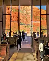 The view from inside through the entrance, to the northeast