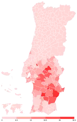 Share of the Unitary Democratic Coalition (CDU) by municipality