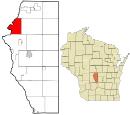 Location in Adams County and the state of Wisconsin.