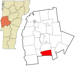 Location in Addison County and the state of Vermont.
