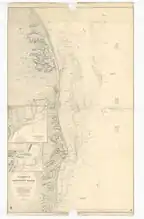 Nautical chart of Yarmouth and Lowestoft Roads surveyed by Tizard in HMS Triton in 1885