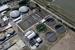 Aerial image of the sewage treatment plant