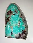 Polished Amazonite specimen. Height 13&nbsp;cm (5&nbsp;in).
