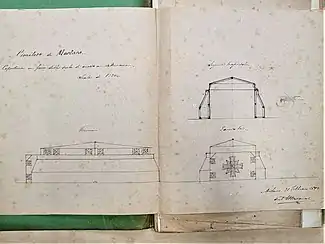 Architect Ernesto Pirovano's original drawing of the iron cover of the stairway leading to the underground areas of the Monumental Cemetery of Mortara