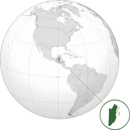 Location of&nbsp;Belize&nbsp;(dark green)in the Americas