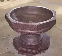 Octagonal baptismal font in Magdeburg Cathedral, Germany.