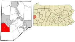 Location in Beaver County and state of Pennsylvania