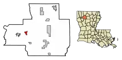 Location of Jamestown in Bienville Parish, Louisiana.