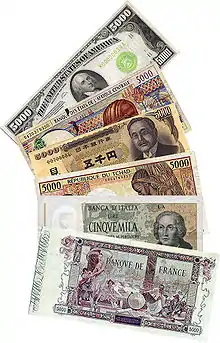 Image 7Banknotes of different currencies with a face value of 5000 (from Money)