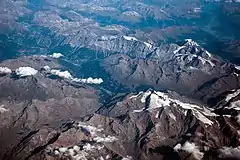 Bormio and Valfurva from 10&nbsp;km (6&nbsp;mi) above