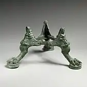 Etruscan tripod base for a thymiaterion (incense burner); 475-450 BC; bronze; height: 11&nbsp;cm; Metropolitan Museum of Art
