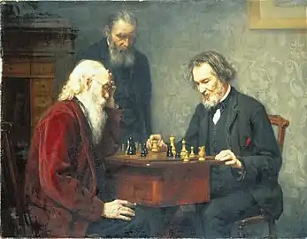 Image 38Richard Creifelds, c. 1886, The Veterans, Brooklyn Museum (from Chess in the arts)