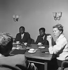 Bolikango (left) meeting with politicians in Bonn, Germany in February 1960