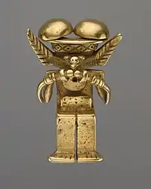 Animal-headed figure pendant; 1st–7th century; gold; height: 6.35&nbsp;cm (21⁄2 in.); Yotoco stage; Metropolitan Museum of Art (New York City)