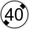 End of maximum speed limit 40&nbsp;km/h