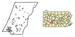 Location of Ehrenfeld in Cambria County, Pennsylvania.