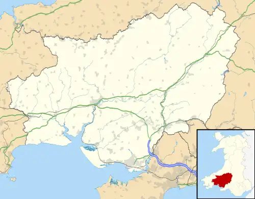 Whitland is located in Carmarthenshire