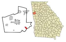 Location in Carroll County and the state of Georgia