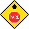 PO-13Stop sign ahead
