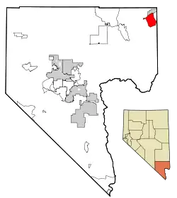 Location of Bunkerville in Clark County, Nevada