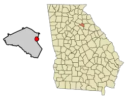 Location in Clarke County and the state of Georgia