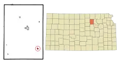 Location within Clay County and Kansas