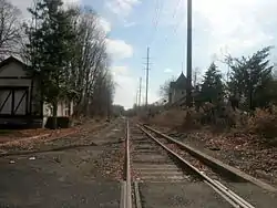 The former station depot of the Erie Railroad's Northern Branch as seen from the crossing of County Route 502 (High Street) in Closter