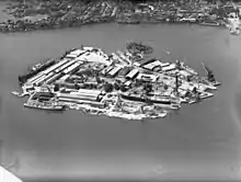 Cockatoo Island base aerial view 1951