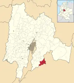 Location of the municipality and town inside Cundinamarca Department of Colombia