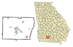Location in Colquitt County and the state of Georgia