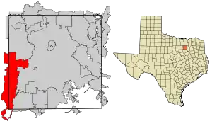 Location of Grand Prairie in Dallas County, Texas