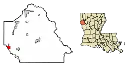 Location of Logansport in De Soto Parish, Louisiana.