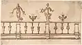 Design for a Balustrade with Female Figures and Urns
