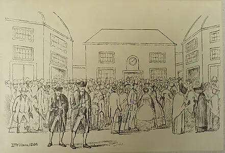 The Meeting House yard, Devonshire House, 1860