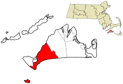 Location in Dukes County in Massachusetts