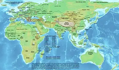 Map of the Eastern Hemisphere 1200&nbsp;CE