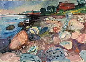Shore with Red House, 1904, oil on canvas, 69 × 109&nbsp;cm, Munch Museum, Oslo