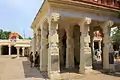 Entrance to mantapa and shrine through massive pillared mukhamantapa in Arakeshwara temple at Haleyedatore in Mysore district