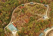 Drone view of the chimpanzee habitat at Project Chimps