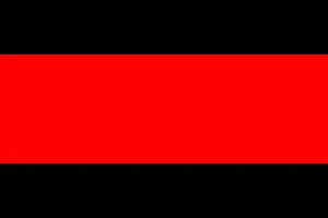 Flag with black, red and black horizontal bars