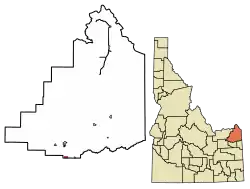 Location of Teton in Fremont County, Idaho.