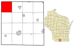 Location in Green County and the state of Wisconsin.
