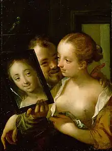 Hans von Aachen's Couple with a mirror, c. 1596.