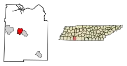 Location of Savannah in Hardin County, Tennessee